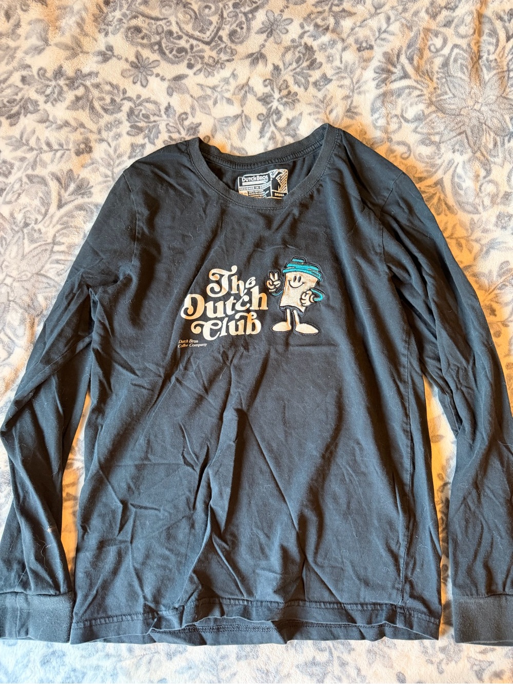 Dutch Bros Black Long-Sleeve Tee with Retro Logo
